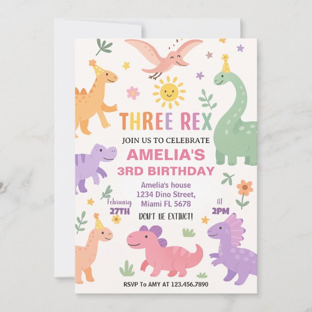 Editable Dino Party Invite (Front)