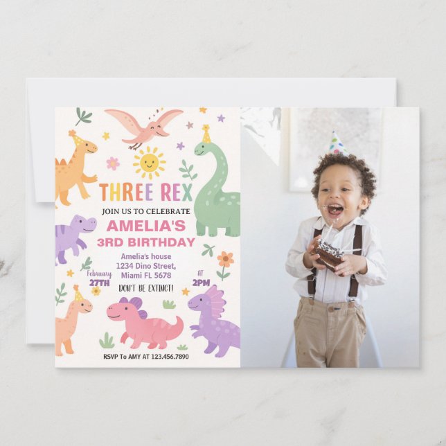 Editable Dino Party Invite (Front)
