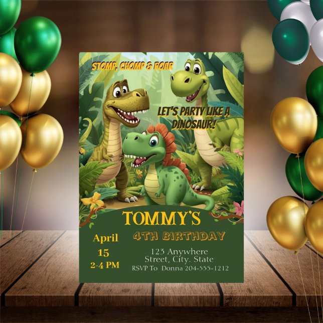 Editable Dinosaur Birthday Invitation Template (Creator Uploaded)