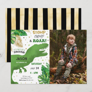 Editable Dinosaur Birthday Party Photo Invitation