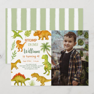 Editable Dinosaur Birthday Party Photo Invitation