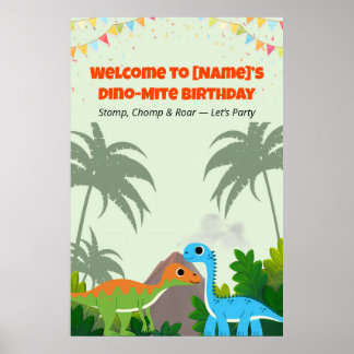 Editable Dinosaur Birthday Party Sign