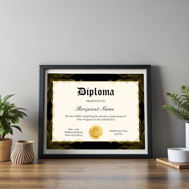 Editable Diploma Certificate of Graduation 11x8.5 (Editable Diploma Certificate of Graduation 11x8.5)
