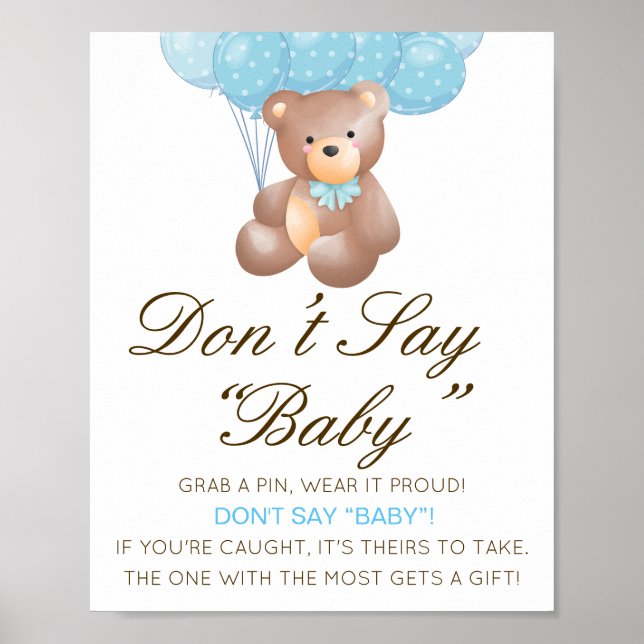 Editable Don't Say Baby Sign, Grab a Pin Poster (Front)