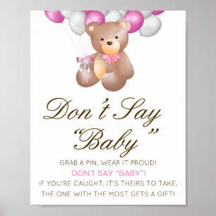 Editable Don't Say Baby Sign, Grab a Pin Poster