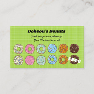 Editable Donuts Loyalty Rewards Card