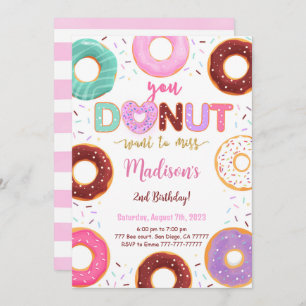 Editable Doughnut Birthday Party Invitation