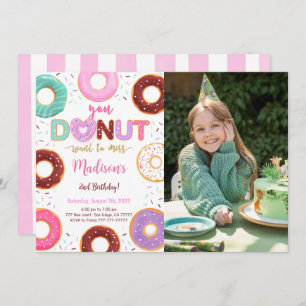 Editable Doughnut Birthday Party Photo Invitation