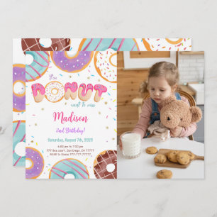 Editable Doughnut Birthday Party Photo Invitation