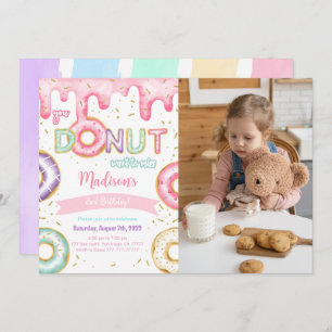 Editable Doughnut Birthday Party Photo Invitation