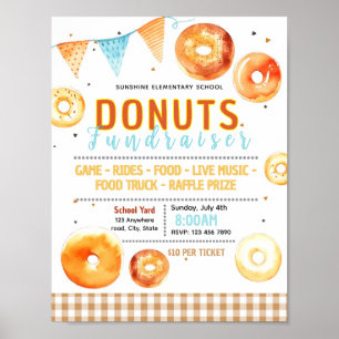 Editable doughnuts dough fundraiser flyer poster