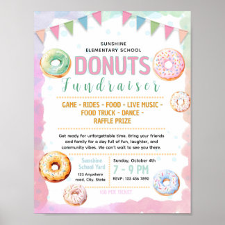 Editable doughnuts fundraiser flyer poster