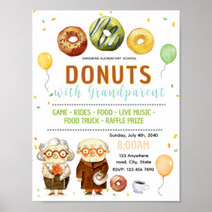 Editable doughnuts with grandparent flyer poster