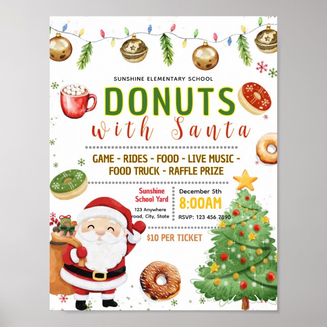 Editable doughnuts with santa flyer poster (Front)