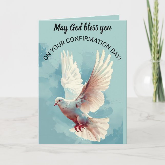 Editable Dove Religious Confirmation Day Card (Front)