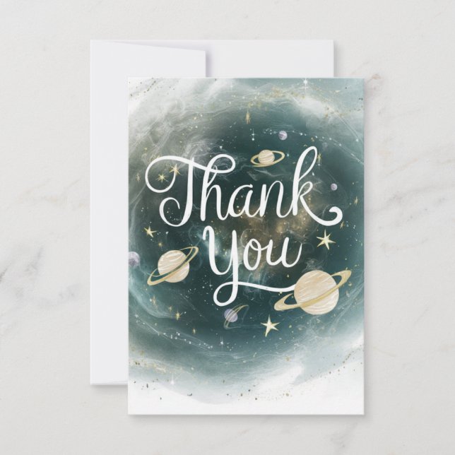Editable Dreamy Galaxy Celestial Thank You Card (Front)