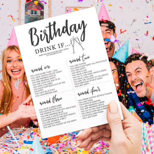 EDITABLE Drink if Birthday Game card (Creator Uploaded)