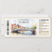 Editable Dublin Boarding Pass Plane ticket