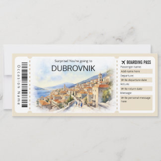 Editable Dubrovnik Plane ticket, Croatia Trip Invitation