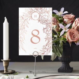 Editable Dusty Rose Gold Custom Wreath Wedding Table Number