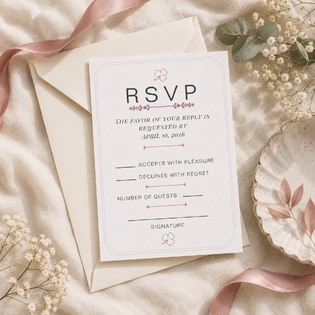 Editable Dusty Rose Minimal RSVP Card (Elegant Dusty Rose RSVP Card for a romantic wedding with timeless minimalist styling.)