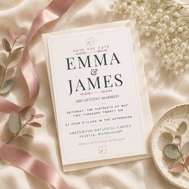 Editable Dusty Rose Minimal Save the Date Card (Elegant Dusty Rose Save the Date card for timeless romantic weddings.)