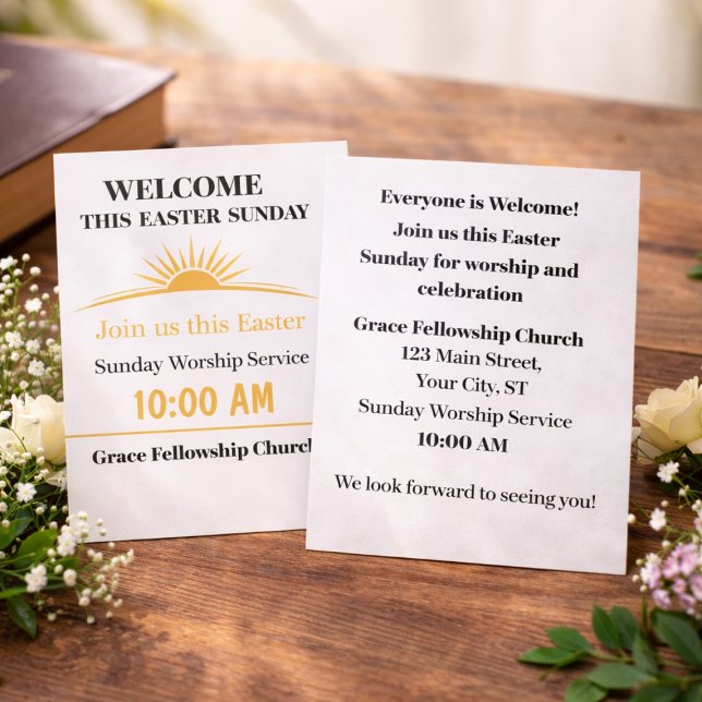 Editable Easter Church Service Invitation Card (Creator Uploaded)