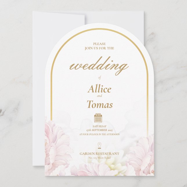 Editable Elegant Floral Arch Wedding Invitation (Front)