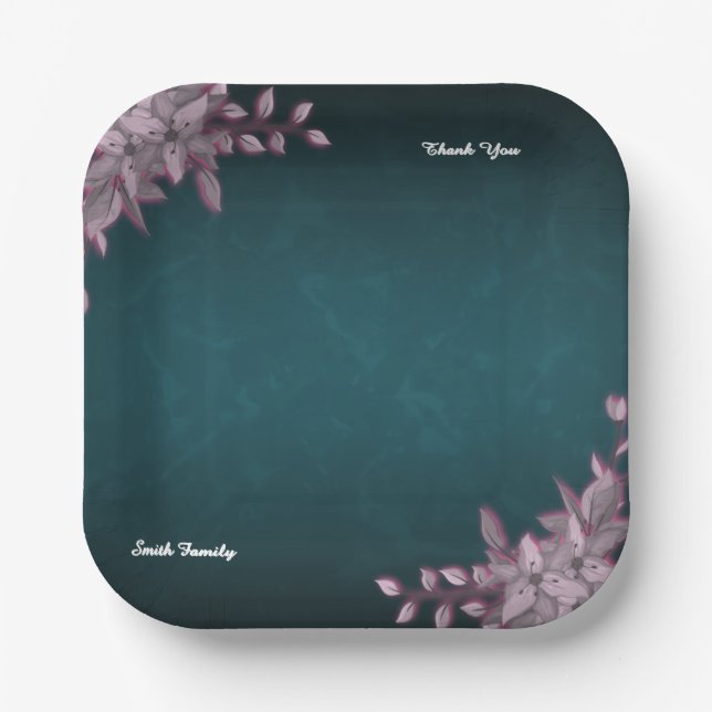 Editable Elegant Floral Paper Plates (Front)