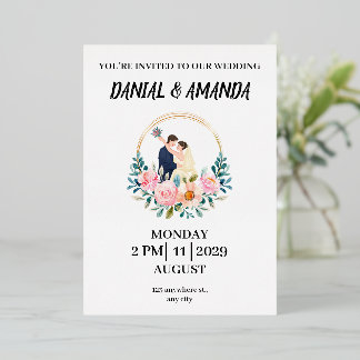 Editable Elegant Floral Wedding Invitation 