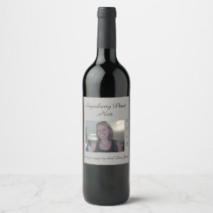 Editable Elegant Grey Photo Wine Label