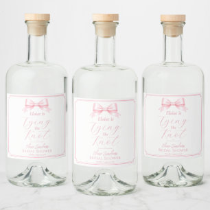Editable Elegant Pink Bow Bridal Shower Beverage Liquor Bottle Label