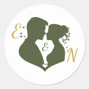 Editable Elegant Sage Gold Wedding Sticker
