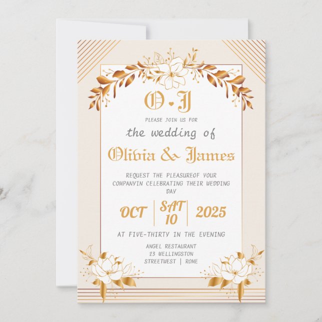 Editable Elegant Wedding Invitation (Front)