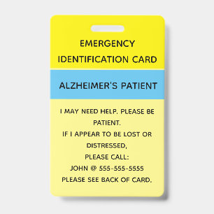 Editable Emergency Identification Card ID Badge