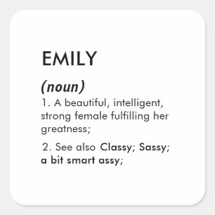 Editable Emily name definition, custom name Square Sticker