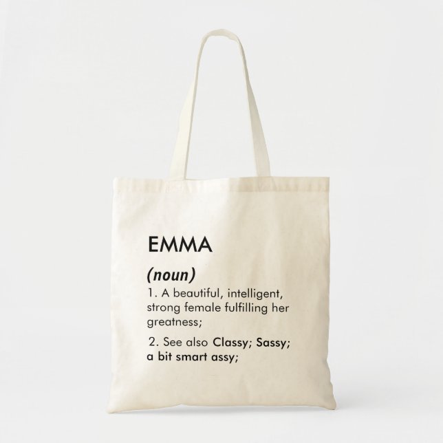 Editable Emma name definition, custom name Tote Bag (Front)