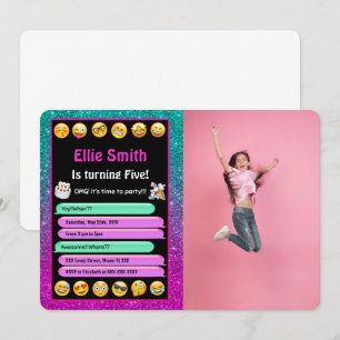Editable Emoji Birthday Photo Invitation