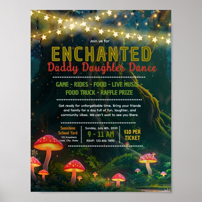 Editable enchanted daddy daughter dance flyer poster (Front)