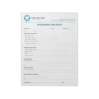 Editable Endodontic Treatment Progress Notepad