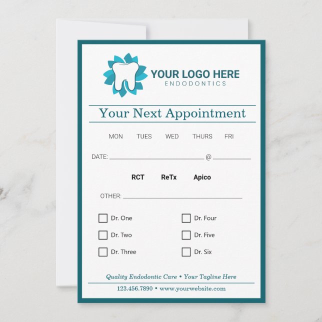 Editable Endodontics Next Appointment Invitation (Front)