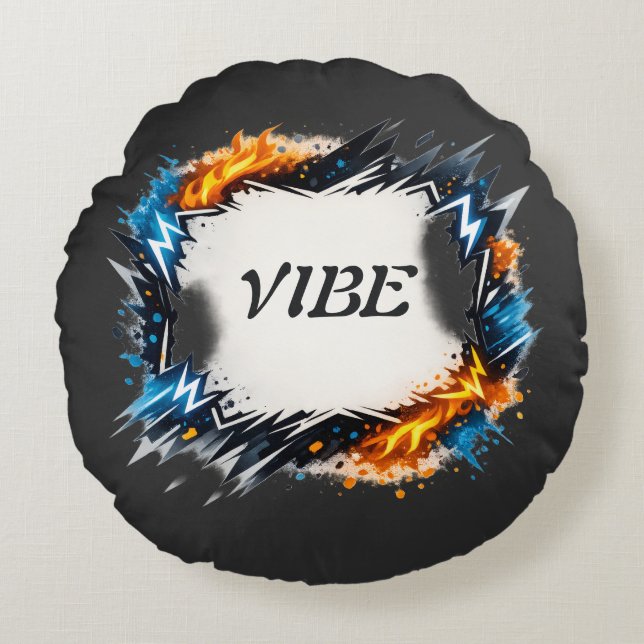 Editable Energy Frame Design – Custom Text  Round Cushion (Front)