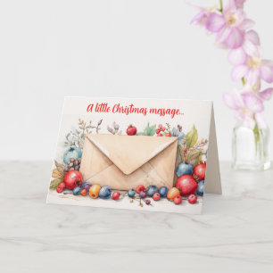 Editable Envelope Berries And Flowers Christmas Card