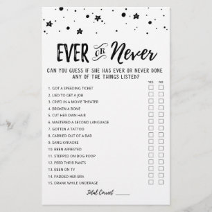 Editable Ever or Never Bridal Shower game