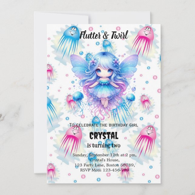 Editable Fairy Birthday Invitation  (Front)