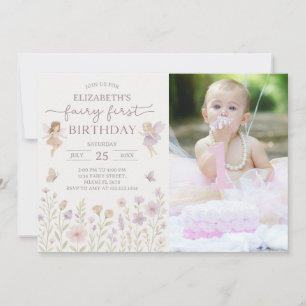 Editable Fairy First Birthday Invitation