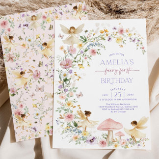 Editable Fairy First Birthday Invitation, Soft Pas Invitation