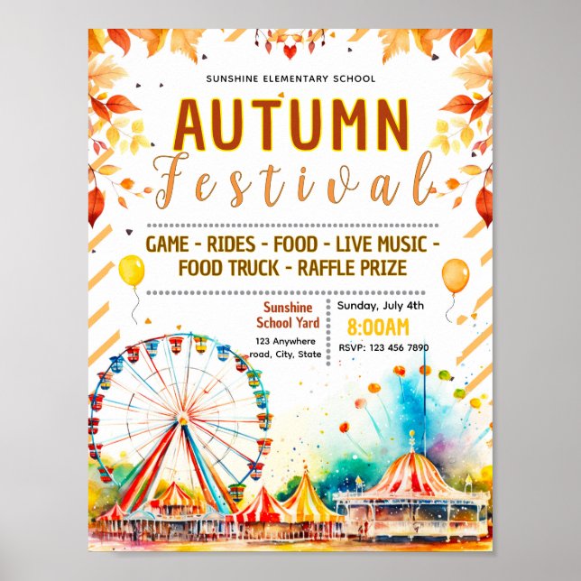 Editable fall autumn carnival flyer poster (Front)