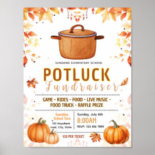 Editable fall potluck fundraiser flyer poster