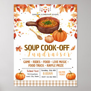 Editable fall soup cook-off fundraiser flyer poster